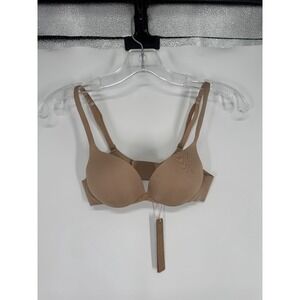 SKIMS Ultimate Push Up Plunge Bra Womens Size 30A Clay Tan Padded Underwired